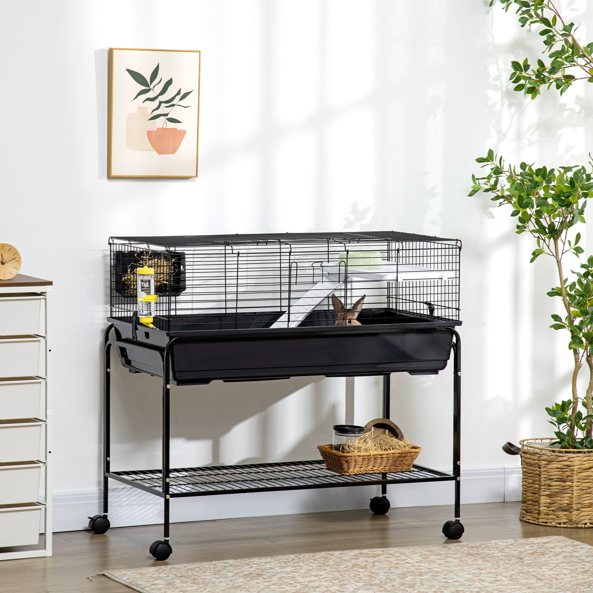 KFX-5891389 Two-Story Small Animal Habitat with Removable Stand and Storage Shelf