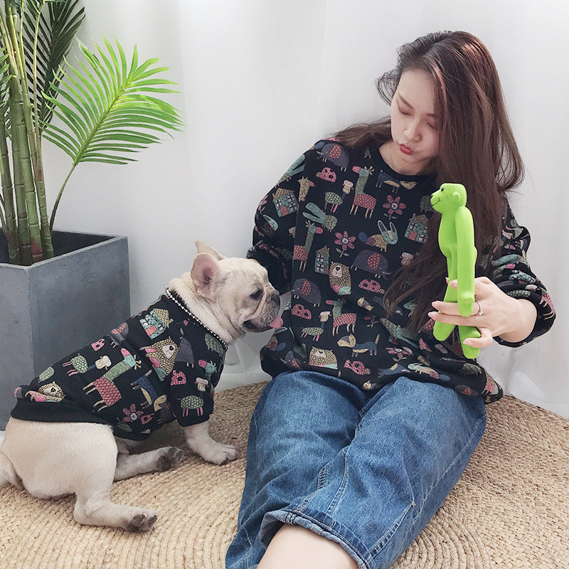 KFX-5891901 Casual Cotton Parent-Child Clothing Set for Cats and Dogs - Various Sizes Available