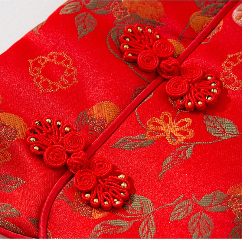 KFX-5892285 Red Floral Cheongsam Pet Vest with Knot Buttons for Lunar New Year Celebrations