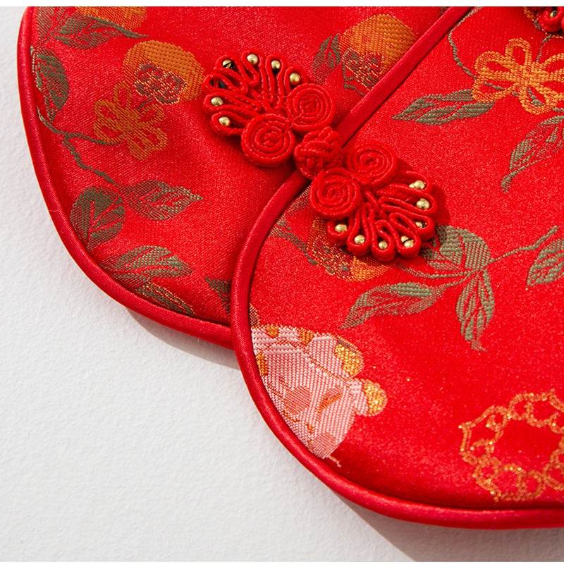 KFX-5892285 Red Floral Cheongsam Pet Vest with Knot Buttons for Lunar New Year Celebrations