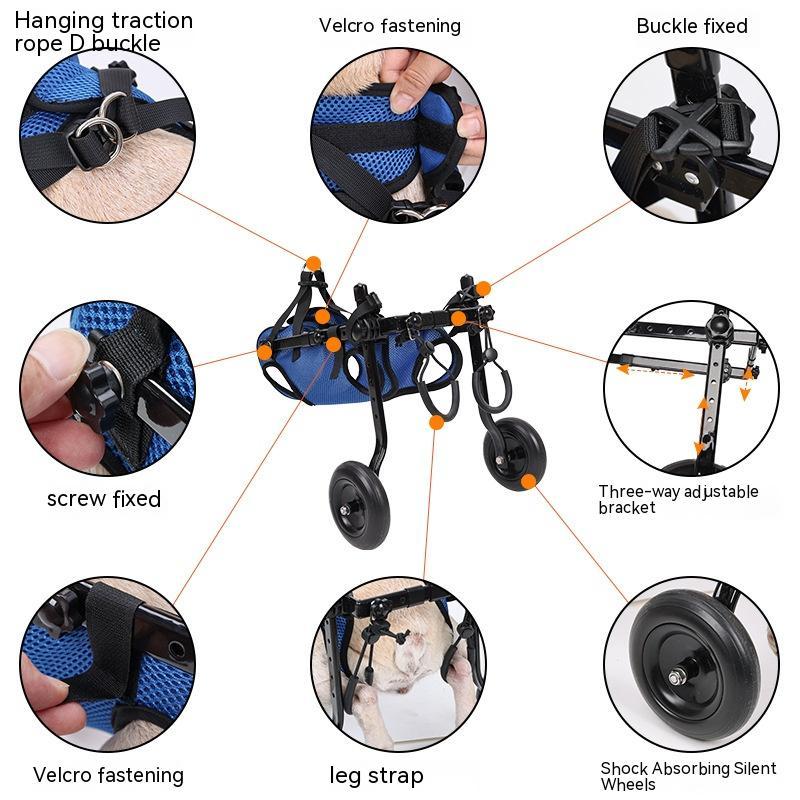 KFX-5893181 Blue Aluminum Alloy Pet Wheelchair for Disabled Dogs