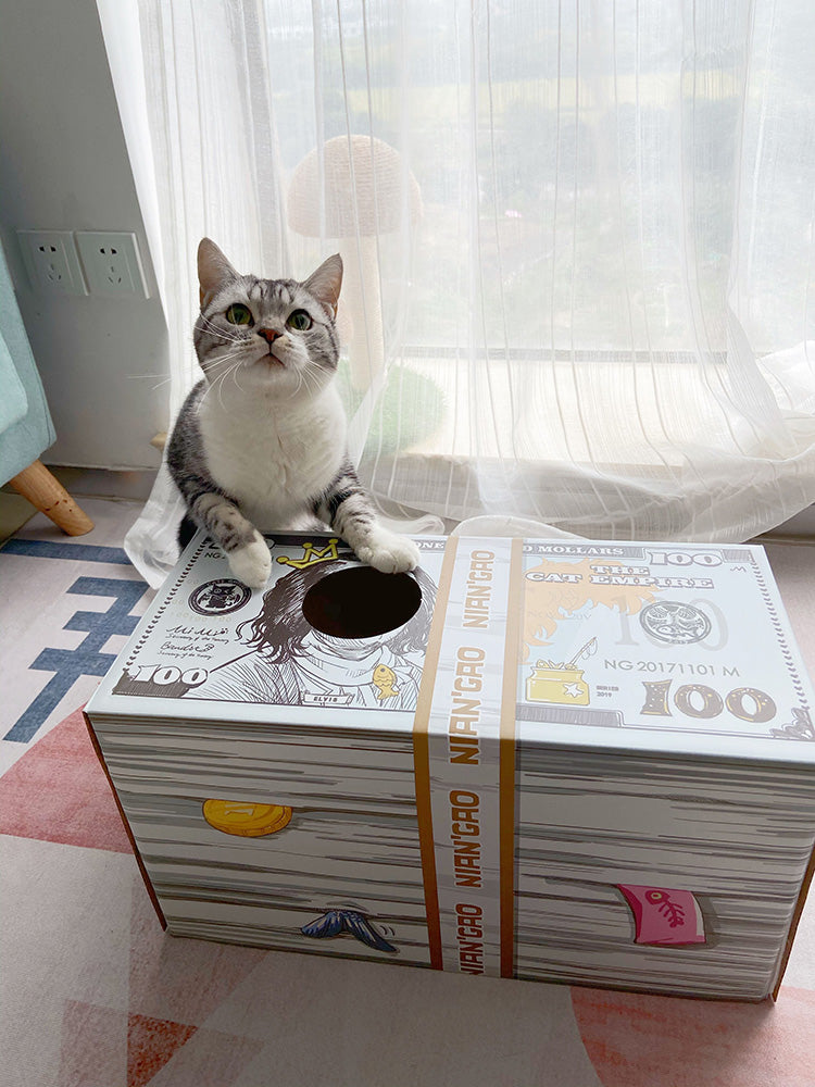 KFX-5893693 Corrugated Paper Cat Scratching Board with Nest Design for Relaxation and Play