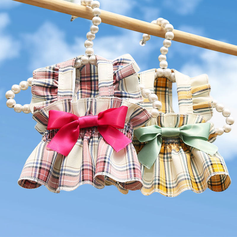 KFX-5894077 Cotton Casual Dog Walking Skirt in Rose Red and Yellow for Small to Medium Sizes