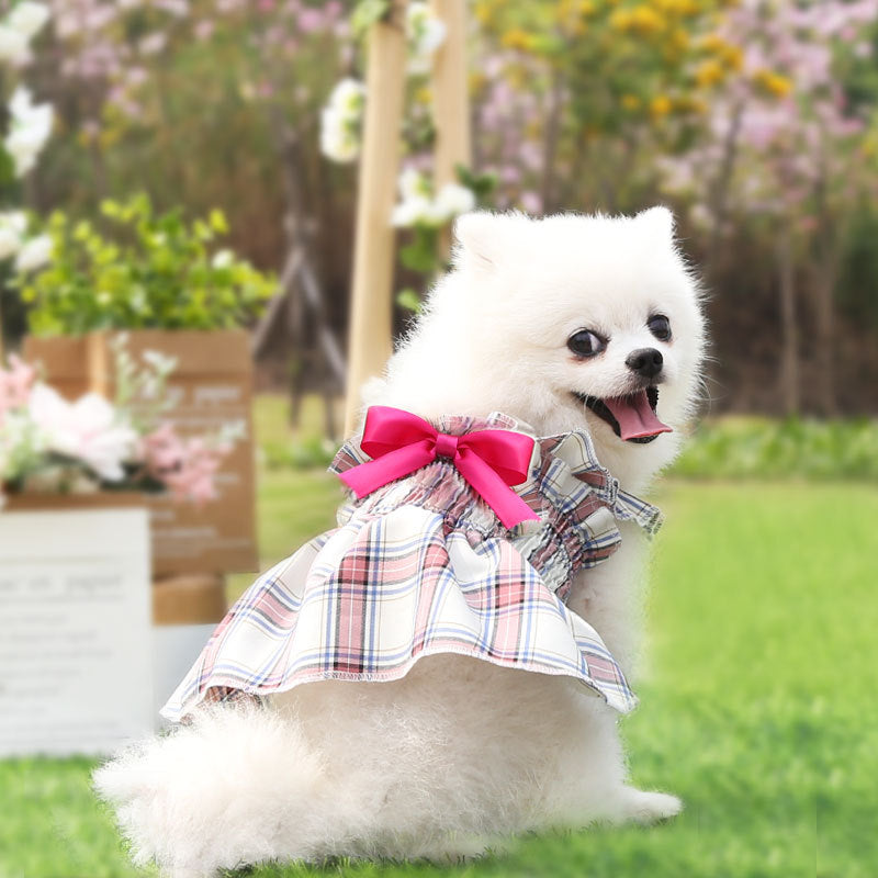 KFX-5894077 Cotton Casual Dog Walking Skirt in Rose Red and Yellow for Small to Medium Sizes