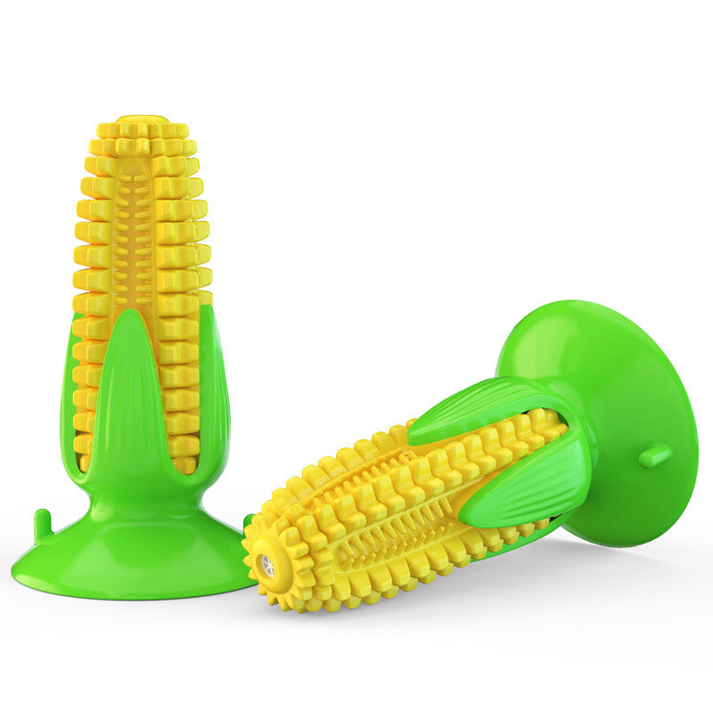 KFX-5894333 Floating Water Dog Toothbrush with Suction Cup and Sound Features - Durable TPR Corn Design
