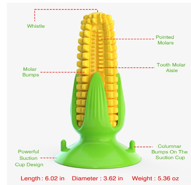 KFX-5894333 Floating Water Dog Toothbrush with Suction Cup and Sound Features - Durable TPR Corn Design