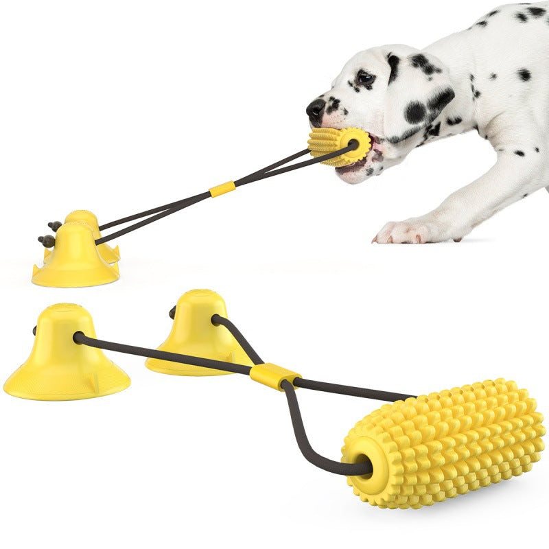 KFX-5894333 Floating Water Dog Toothbrush with Suction Cup and Sound Features - Durable TPR Corn Design