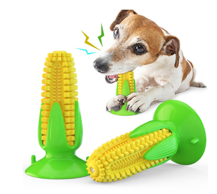 KFX-5894333 Floating Water Dog Toothbrush with Suction Cup and Sound Features - Durable TPR Corn Design