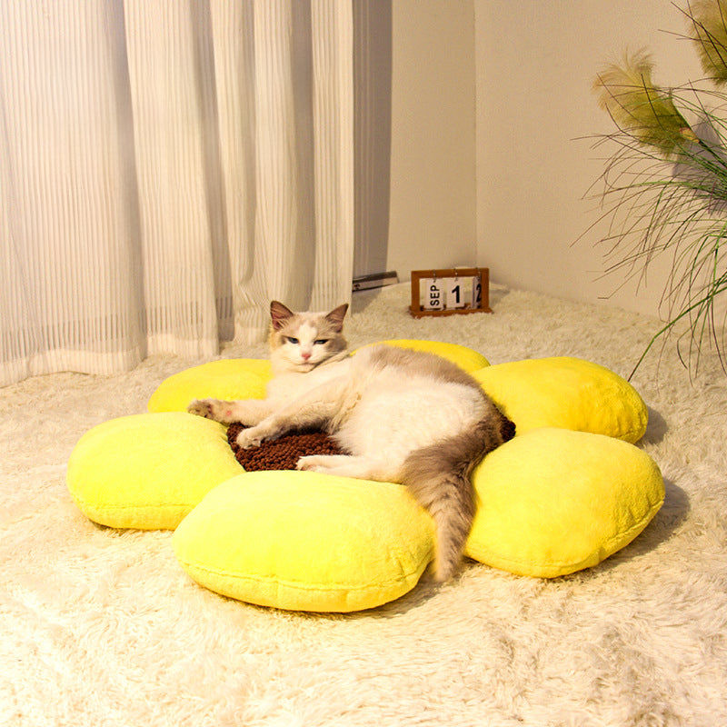 KFX-5895357 Cozy Round Plush Cat Nest for All Seasons, Winter Warm Design, 85x9cm Filler: PP Cotton/Sponge