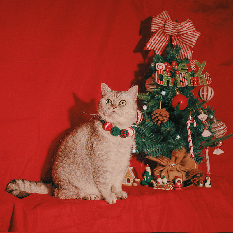 KFX-5895741 Pet Christmas Holiday Bib for Cats and Small Dogs, Polyester Material, Sizes S and M Available