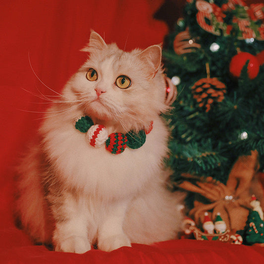 KFX-5895741 Pet Christmas Holiday Bib for Cats and Small Dogs, Polyester Material, Sizes S and M Available