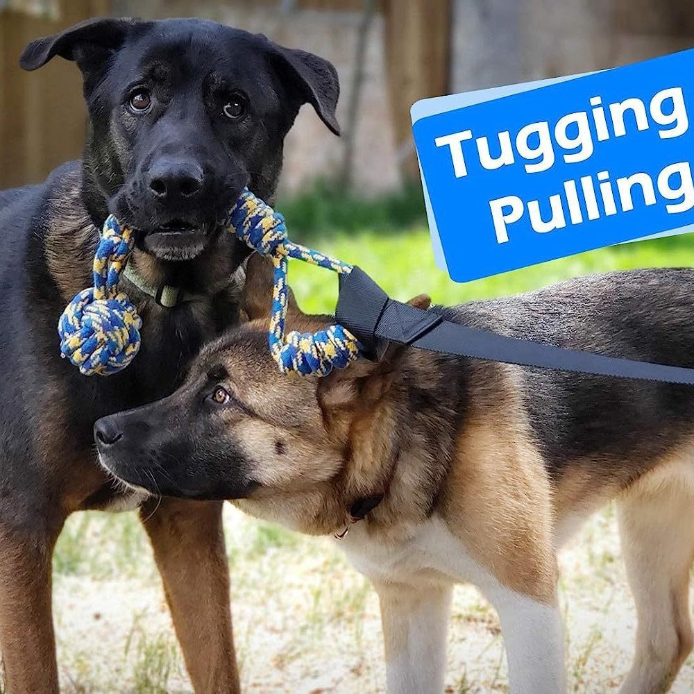 KFX-5898301 Durable Cotton Rope Tug Toy with Teether Ball for Dogs - Perfect for Indoor and Outdoor Play