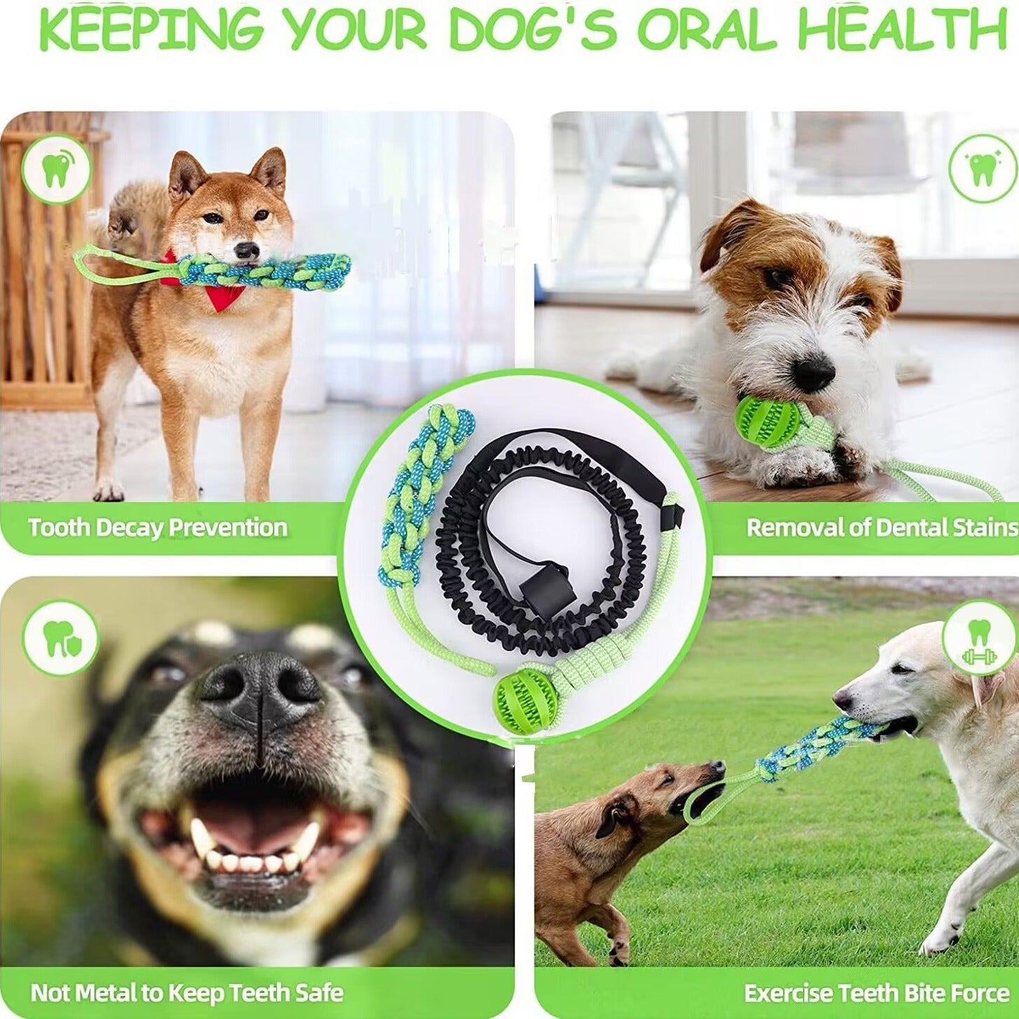 KFX-5898301 Durable Cotton Rope Tug Toy with Teether Ball for Dogs - Perfect for Indoor and Outdoor Play