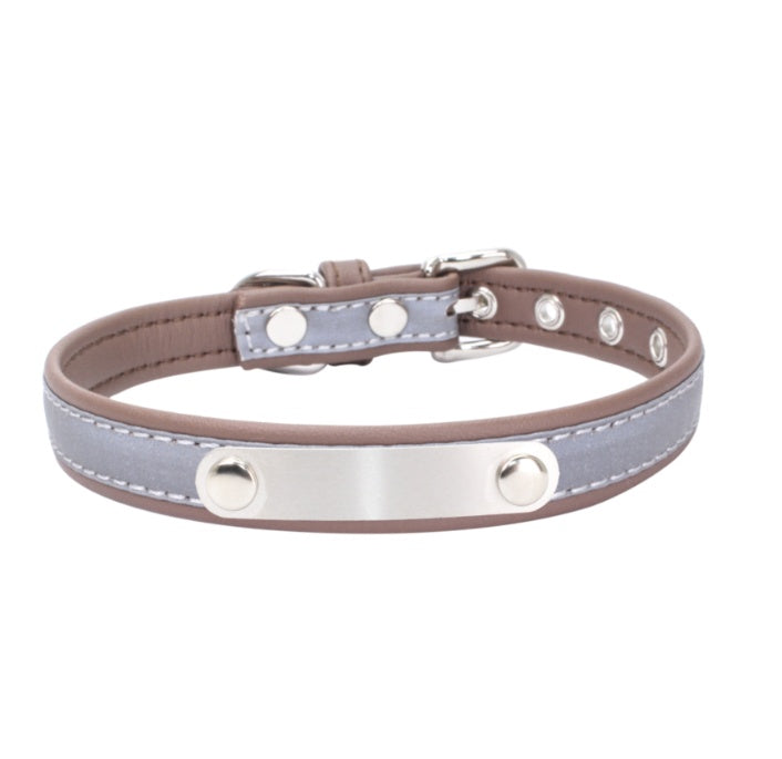 KFX-5901245 Comfortable Microfiber Anti-Lost Dog Collar with Stainless Steel Iron Lettering - Adjustable Sizes Available