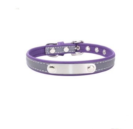 KFX-5901245 Comfortable Microfiber Anti-Lost Dog Collar with Stainless Steel Iron Lettering - Adjustable Sizes Available