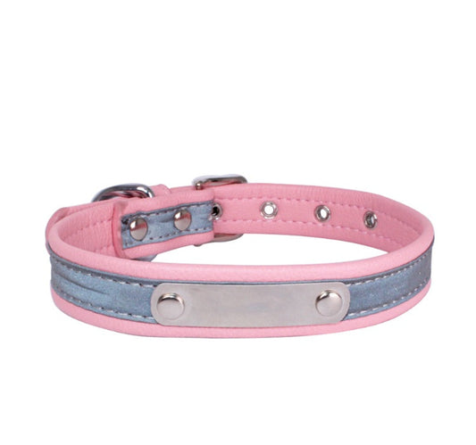 KFX-5901245 Comfortable Microfiber Anti-Lost Dog Collar with Stainless Steel Iron Lettering - Adjustable Sizes Available