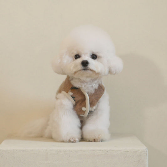 KFX-5901629 Warm Lamb Wool Flower Pet Vest Jacket for Dogs - Sleeveless Cardigan in Multiple Sizes