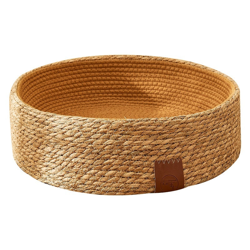 KFX-5902909 Integrated PE Rattan Cat Scratch Board and Bed – Wear-Resistant Design in Dark Green and Brown, Multiple Sizes Available