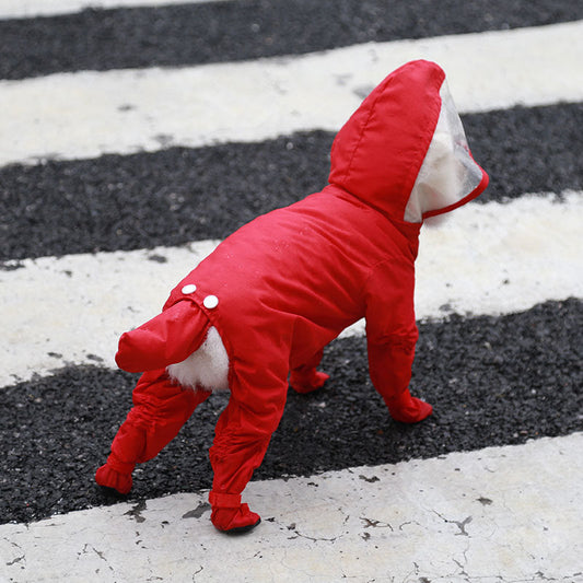 KFX-5905853 All-in-One Waterproof Raincoat for Pets with Matching Rain Shoes - Available in Various Colors and Sizes