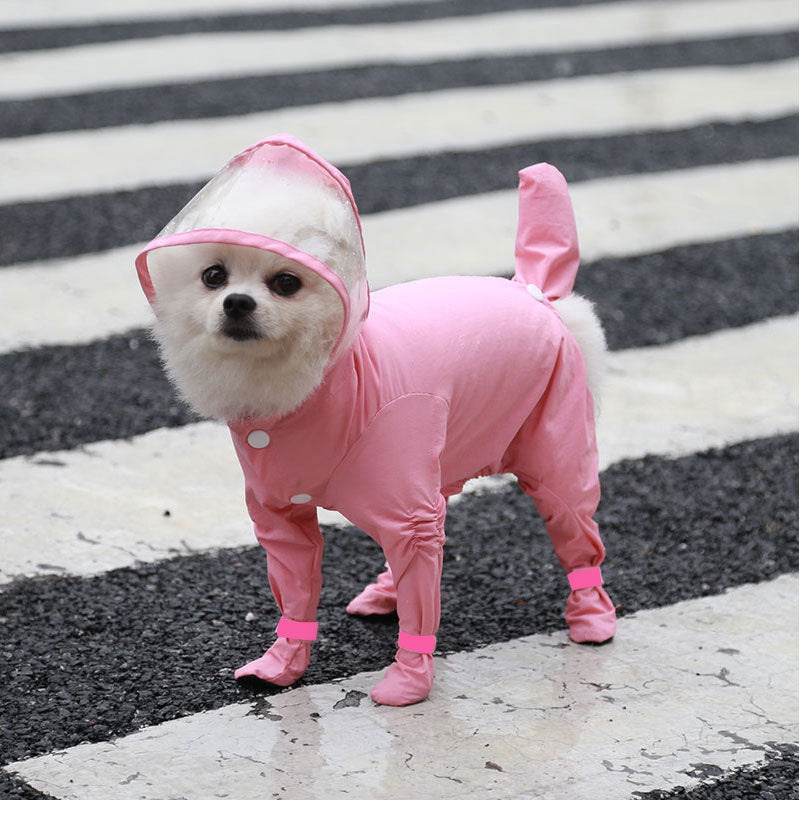 KFX-5905853 All-in-One Waterproof Raincoat for Pets with Matching Rain Shoes - Available in Various Colors and Sizes