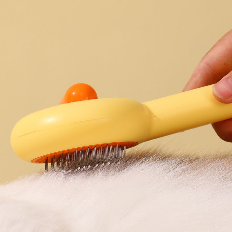 KFX-5906493 Small Yellow Duck Pet Comb for Cats and Dogs - Needle Brush for Effective Hair Removal