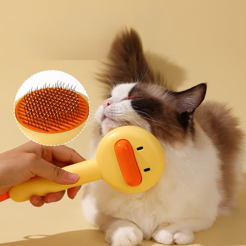 KFX-5906493 Small Yellow Duck Pet Comb for Cats and Dogs - Needle Brush for Effective Hair Removal