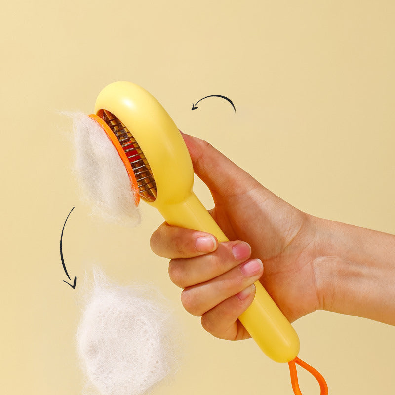 KFX-5906493 Small Yellow Duck Pet Comb for Cats and Dogs - Needle Brush for Effective Hair Removal