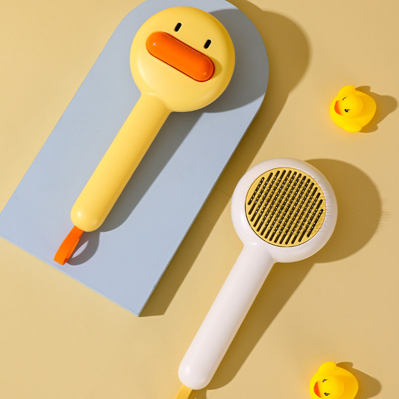 KFX-5906493 Small Yellow Duck Pet Comb for Cats and Dogs - Needle Brush for Effective Hair Removal