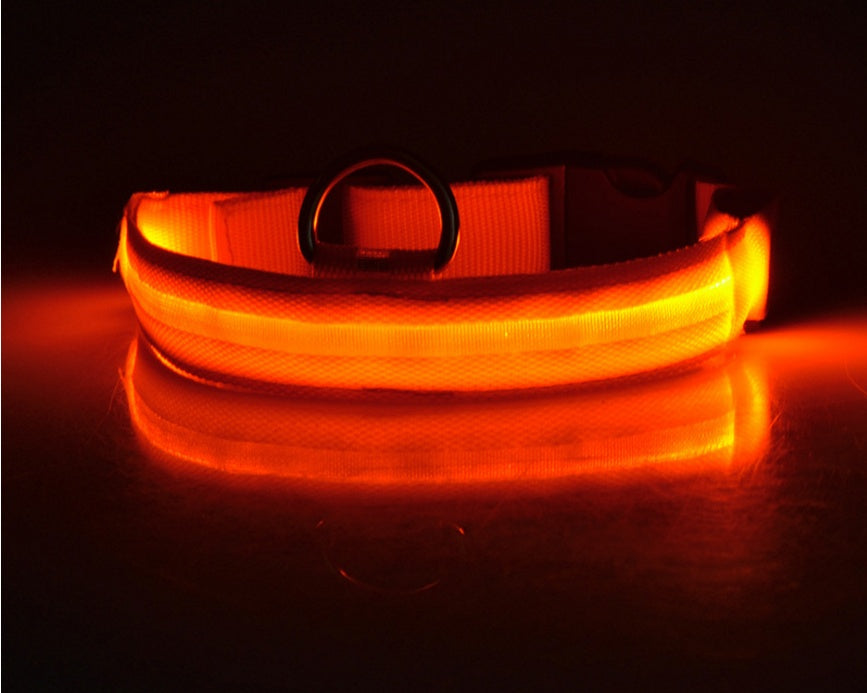 KFX-5907005 Adjustable Nylon LED Pet Collar with Glow in the Dark Features, Night Safety Leash for Dogs and Cats
