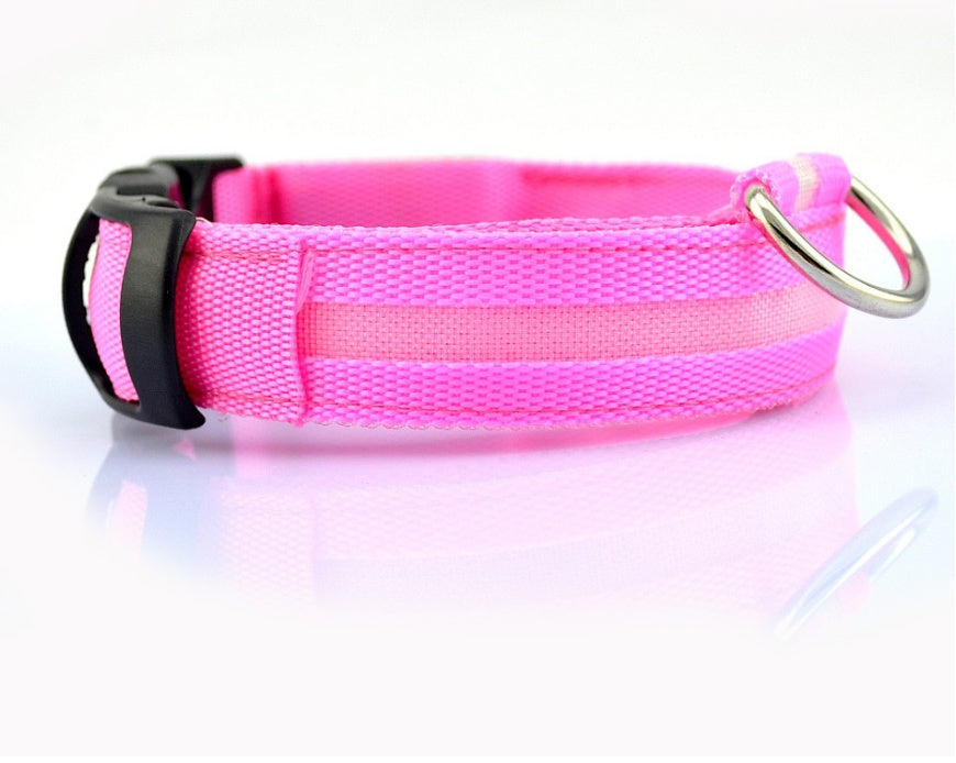 KFX-5907005 Adjustable Nylon LED Pet Collar with Glow in the Dark Features, Night Safety Leash for Dogs and Cats