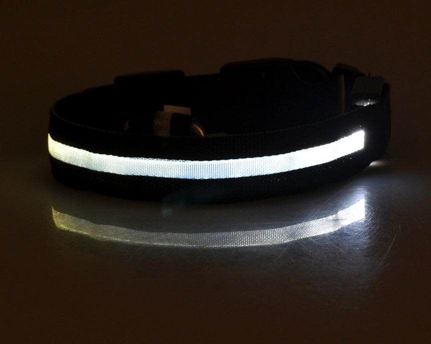 KFX-5907005 Adjustable Nylon LED Pet Collar with Glow in the Dark Features, Night Safety Leash for Dogs and Cats