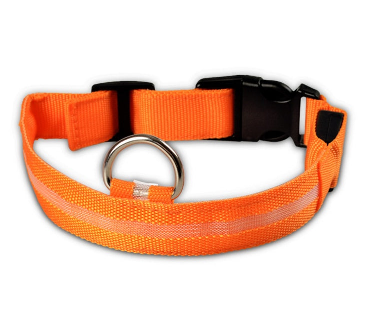 KFX-5907005 Adjustable Nylon LED Pet Collar with Glow in the Dark Features, Night Safety Leash for Dogs and Cats