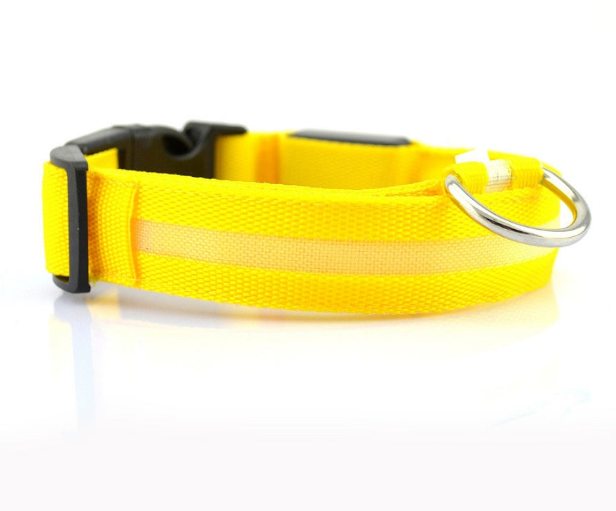 KFX-5907005 Adjustable Nylon LED Pet Collar with Glow in the Dark Features, Night Safety Leash for Dogs and Cats