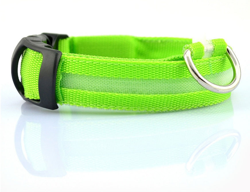 KFX-5907005 Adjustable Nylon LED Pet Collar with Glow in the Dark Features, Night Safety Leash for Dogs and Cats