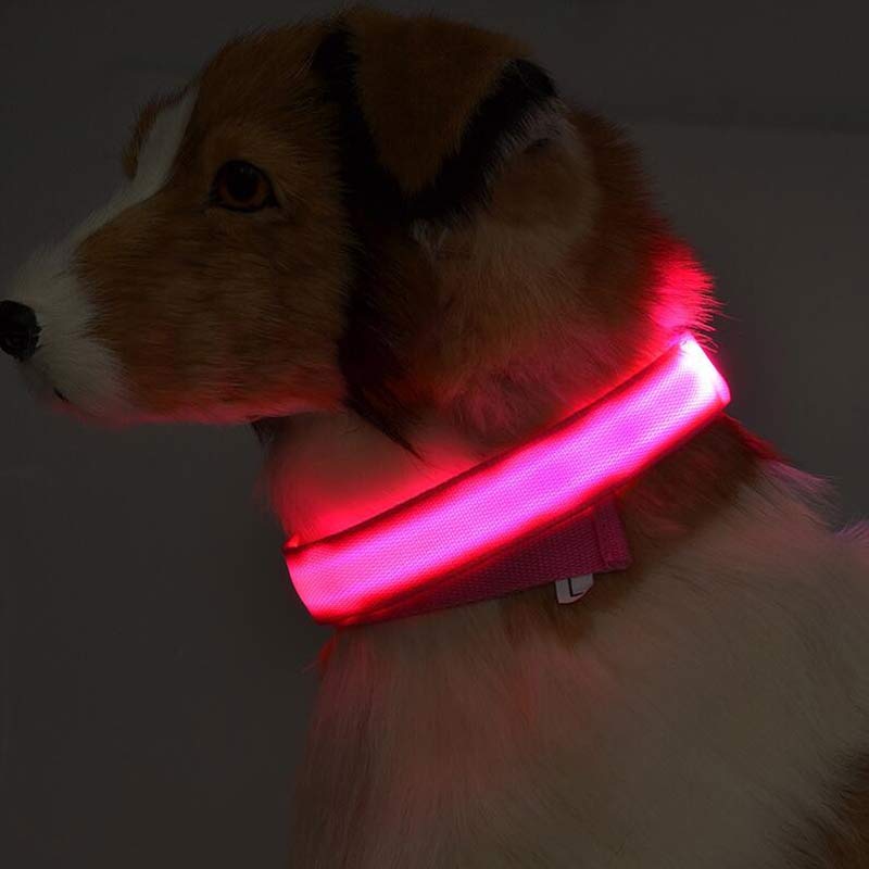 KFX-5907005 Adjustable Nylon LED Pet Collar with Glow in the Dark Features, Night Safety Leash for Dogs and Cats