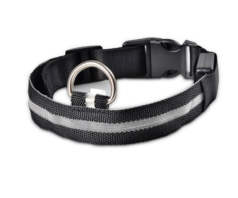 KFX-5907005 Adjustable Nylon LED Pet Collar with Glow in the Dark Features, Night Safety Leash for Dogs and Cats