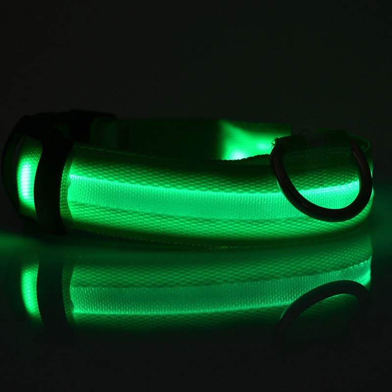KFX-5907005 Adjustable Nylon LED Pet Collar with Glow in the Dark Features, Night Safety Leash for Dogs and Cats