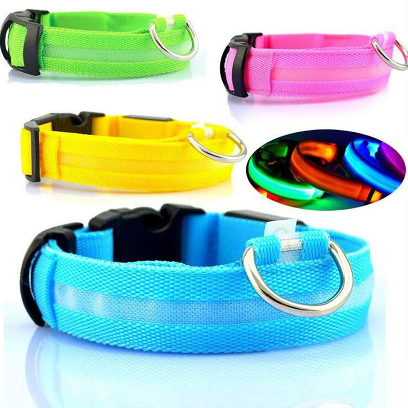 KFX-5907005 Adjustable Nylon LED Pet Collar with Glow in the Dark Features, Night Safety Leash for Dogs and Cats