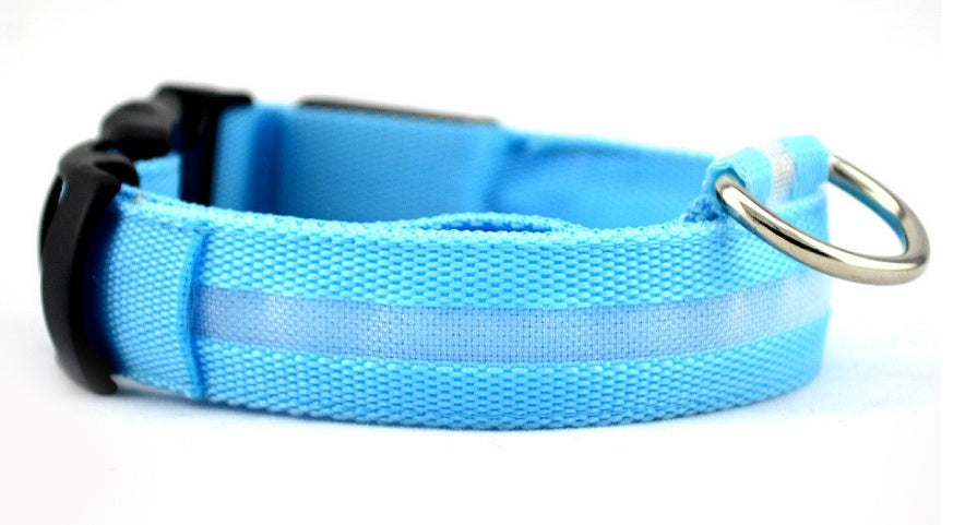 KFX-5907005 Adjustable Nylon LED Pet Collar with Glow in the Dark Features, Night Safety Leash for Dogs and Cats