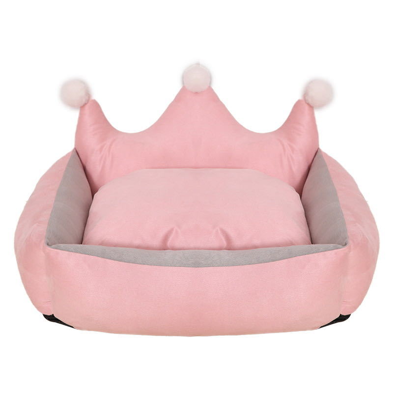 KFX-5909053 Scratch Resistant Crown Nest Dog Bed – Soft Suede & Crystal Velvet, Available in Multiple Sizes S-XL