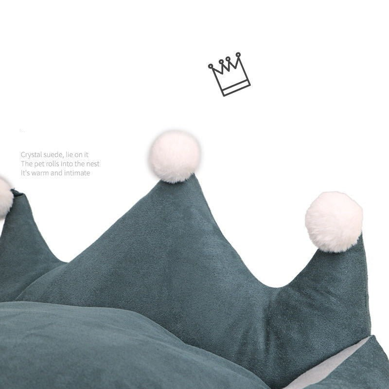 KFX-5909053 Scratch Resistant Crown Nest Dog Bed – Soft Suede & Crystal Velvet, Available in Multiple Sizes S-XL