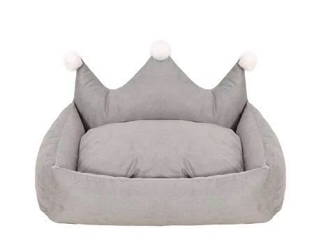 KFX-5909053 Scratch Resistant Crown Nest Dog Bed – Soft Suede & Crystal Velvet, Available in Multiple Sizes S-XL