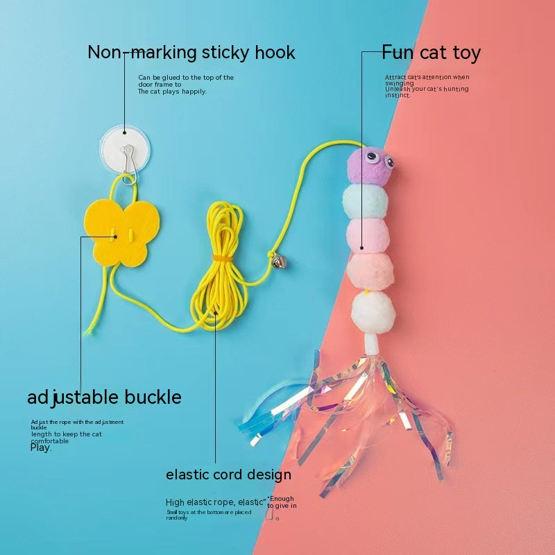 KFX-5909821 Hanging Plush Cat Teaser with Colorful Caterpillars and Insects for Interactive Play