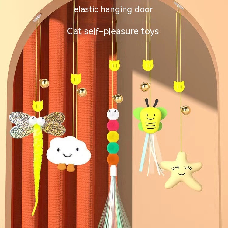 KFX-5909821 Hanging Plush Cat Teaser with Colorful Caterpillars and Insects for Interactive Play