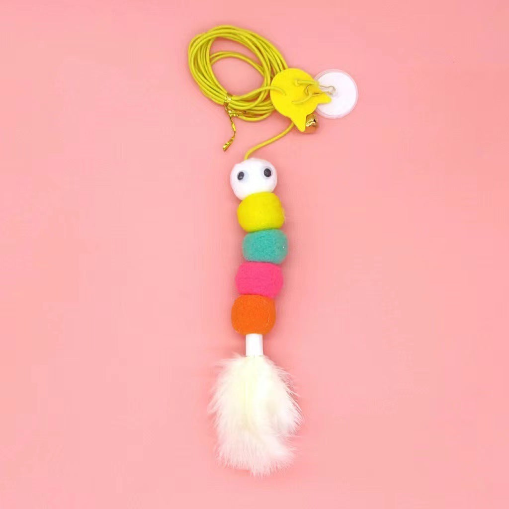 KFX-5909821 Hanging Plush Cat Teaser with Colorful Caterpillars and Insects for Interactive Play