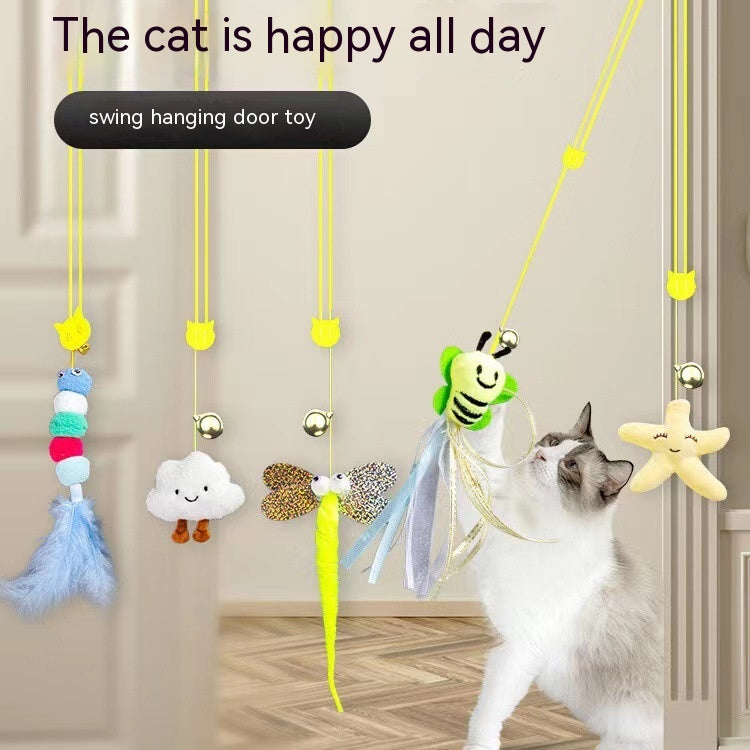 KFX-5909821 Hanging Plush Cat Teaser with Colorful Caterpillars and Insects for Interactive Play