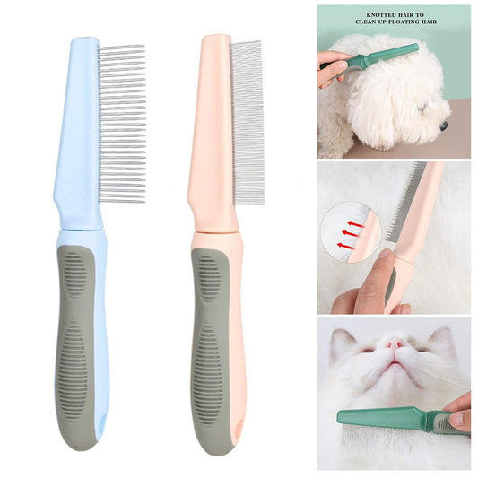 KFX-5912253 Pet Detangler Comb for Cats and Dogs - Shedding and Dematting Grooming Tool with Round Smooth Teeth