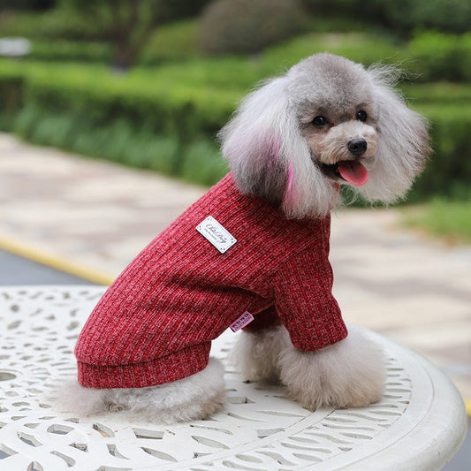 KFX-5912765 Thickened Acrylic Turtleneck Sweater for Pets - Fashionable Solid Color Design for Autumn and Winter