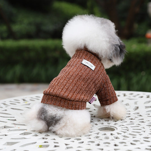 KFX-5912765 Thickened Acrylic Turtleneck Sweater for Pets - Fashionable Solid Color Design for Autumn and Winter