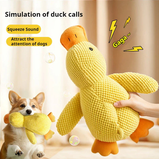 KFX-5914429 Plush Calming Duck Toy for Dogs - Squeaky Chew Pillow for Puppies and Teeth Cleaning